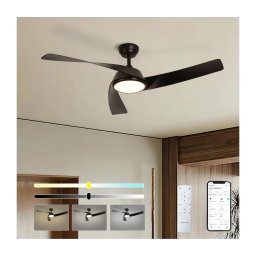ZEVENTI - Ventilador de teto LED AERYS LED/24W/230V Wi-Fi Tuya preto + comando remoto