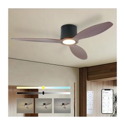ZEVENTI - Ventilador de teto LED VENTORA LED/24W/230V Wi-Fi Tuya preto/nogueira +comando