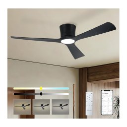 ZEVENTI - Ventilador de teto LED AUREX LED/24W/230V Wi-Fi Tuya preto + comando remoto