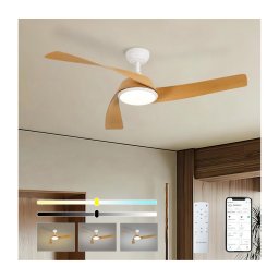 ZEVENTI - Ventilador de teto LED AERYS LED/24W/230V Wi-Fi Tuya branco/carvalho + comando remoto