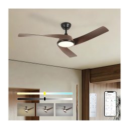 ZEVENTI - Ventilador de Teto LED AERYS LED/24W/230V Wi-Fi Tuya preto/nogueira + controlo remoto
