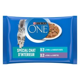 4x85g Indoor atum e vitela Purina ONE comida para gatos