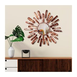 Espelho de parede SOL diâmetro 75 cm castanho