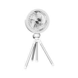 Ventilador de mesa recarregável com iluminação LED 8W, 3,7V 2400 mAh, branco