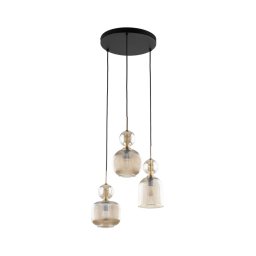 Lustre suspenso com cabo SOPHIA 3xE14/10W/230V preto/bege fumé