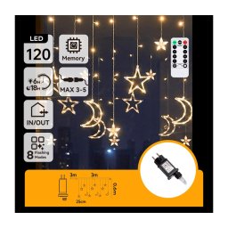Aigostar - Guirlanda de Natal LED exterior 120 LEDs/6W/230V/8 modos 3x0,6m IP44 branco quente DO