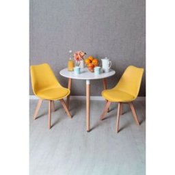 Presentes Miguel Conjunto Mesa Tower Redonda 80 cm Branca e Pack 2 Cadeiras Synk Basic