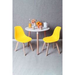 Presentes Miguel Conjunto Mesa Tower Redonda 80 cm Branca e Pack 2 Cadeiras Kelen