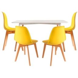 Presentes Miguel Conjunto Mesa Tower Retangular 120 x 80 cm Branca e Pack 4 Cadeiras Kelen