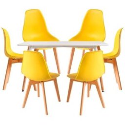 Presentes Miguel Conjunto Mesa Tower Retangular 120 x 80 cm Branca e Pack 6 Cadeiras Kelen