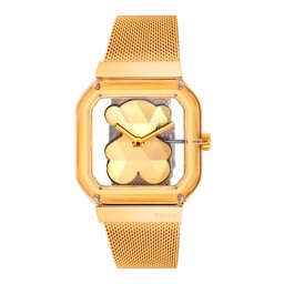 Tous Relógios femininos Relógio analógico D-Bear Party com pulseira de aço dourado