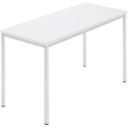 kaiserkraft Mesa retangular, tubo quadrado revestido, LxP 1200 x 600 mm, branco / cinzento, Mesa retangular, tubo quadrado revestido, LxP 1200 x 600 mm, branco / cinzento. Tampo da mesa com 25 mm de espessura. Pernas em tubo quadrado revestido. Caixilho e