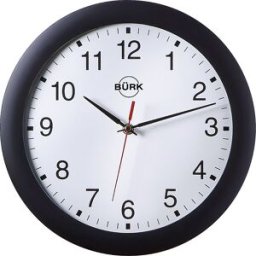 kaiserkraft Relógio de parede em plástico ABS, Ø 300 mm, mecanismo relógio de quartzo, caixa preta, mostrador branco, Relógio de parede em plástico ABS, Ø 300 mm, mecanismo relógio de quartzo, caixa preta, mostrador branco. Vidro mineral. Ponteiro de segu