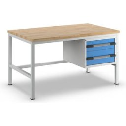 eurokraft pro Bancada de trabalho, estrutura modular série 8000 , 2 gavetas: 1 x 150 mm, 1 x 210 mm, LxP 1500 x 900 mm, Bancada de trabalho, estrutura modular série 8000, 2 gavetas: 1 x 150 mm, 1 x 210 mm, LxP 1500 x 900 mm. Duradoura e estável - ideal pa