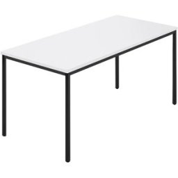 kaiserkraft Mesa retangular, tubo quadrado revestido, LxP 1500 x 800 mm, branco / antracite, Mesa retangular, tubo quadrado revestido, LxP 1500 x 800 mm, branco / antracite. Tampo da mesa com 25 mm de espessura. Pernas em tubo quadrado revestido. Caixilho