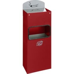 VAR Cinzeiro de parede combinado com inserção para resíduos , AxLxP 505 x 200 x 125 mm, chapa de aço, vermelho fogo, Cinzeiro de parede combinado com inserção para resíduos, AxLxP 505 x 200 x 125 mm, chapa de aço, vermelho fogo. Placa de aviso metálica de