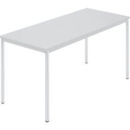 kaiserkraft Mesa retangular, tubo quadrado revestido, LxP 1400 x 700 mm, cinzento / cinzento, Mesa retangular, tubo quadrado revestido, LxP 1400 x 700 mm, cinzento / cinzento. Tampo da mesa com 25 mm de espessura. Pernas em tubo quadrado revestido. Caixil