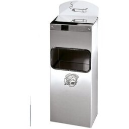 VAR Cinzeiro de parede combinado com inserção para resíduos , AxLxP 505 x 200 x 125 mm, aço inoxidável, Cinzeiro de parede combinado com inserção para resíduos, AxLxP 505 x 200 x 125 mm, aço inoxidável. Placa de aviso metálica desmontável. Com abertura de
