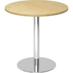 kaiserkraft Mesa de reunião, Ø 800 mm, 755 mm de altura, estrutura cromada, tampo de trabalho em imitação de ácer, Mesa de reunião, Ø 800 mm, 755 mm de altura, estrutura cromada, tampo de trabalho em imitação de ácer. Tampo da mesa com 25 mm de espessura