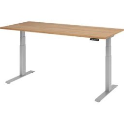 kaiserkraft UPLINER-K - Secretária, regulável eletricamente em altura, com interruptor de memória, LxP 1800 x 800 mm, nogueira/cinza alumínio, UPLINER-K - Secretária, regulável eletricamente em altura, com interruptor de memória, LxP 1800 x 800 mm, noguei