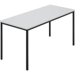 kaiserkraft Mesa retangular, tubo quadrado revestido, LxP 1400 x 700 mm, cinzento / antracite, Mesa retangular, tubo quadrado revestido, LxP 1400 x 700 mm, cinzento / antracite. Tampo da mesa com 25 mm de espessura. Pernas em tubo quadrado revestido. Caix