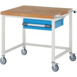 eurokraft pro Bancada de trabalho com rodas Série 8000, estrutura modular , 1 gaveta suspensa, LxP 1000 x 900 mm, Bancada de trabalho com rodas Série 8000, estrutura modular, 1 gaveta suspensa, LxP 1000 x 900 mm. Móvel e estável graças às rodas orientávei