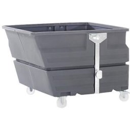 kaiserkraft Recipiente basculante, PE, com suspensão por travessas, rodas, volume 0,6 m³, cinzento, Recipiente basculante, PE, com suspensão por travessas, rodas, volume 0,6 m³, cinzento. Ideais para recolher, transportar e eliminar mercadorias. Construçã