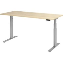 kaiserkraft UPLINER-K - Secretária, regulável eletricamente em altura, com interruptor de memória, LxP 1800 x 800 mm, carvalho/cinza alumínio, UPLINER-K - Secretária, regulável eletricamente em altura, com interruptor de memória, LxP 1800 x 800 mm, carval
