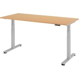 kaiserkraft Secretária alta, eletricamente ajustável em altura, reto, LxP 1800 x 800 mm, faia, Secretária alta, eletricamente ajustável em altura, reto, LxP 1800 x 800 mm, faia. Com 4 posições de memória. Motores duplos. Arranque e paragem suaves. Proteçã