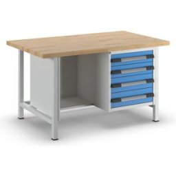 eurokraft pro Bancada de trabalho, estrutura modular série 8000 , 4 gavetas: 2 x 120, 2 x 150 mm, LxP 1500 x 900 mm, Bancada de trabalho, estrutura modular série 8000, 4 gavetas: 2 x 120, 2 x 150 mm, LxP 1500 x 900 mm. Duradoura e estável - ideal para o a