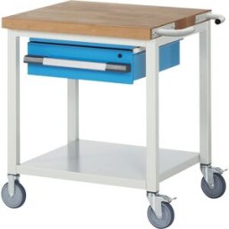 eurokraft pro Bancada de trabalho com rodas Série 8000, estrutura modular , 1 gaveta suspensa, prateleira, LxP 750 x 700 mm, Bancada de trabalho com rodas Série 8000, estrutura modular, 1 gaveta suspensa, prateleira, LxP 750 x 700 mm. Móvel em qualquer mo