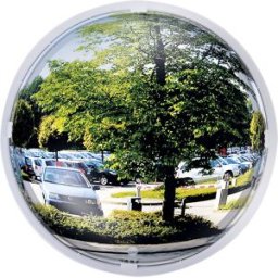 Vialux Espelho multiusos 3 direções , redondo, moldura branca, Ø 500 mm, Espelho multiusos 3 direções, redondo, moldura branca, Ø 500 mm. 180°-vista panorâmica para três direções - segurança máxima e visão geral. Superfície de espelho P.A.S.® inquebrável