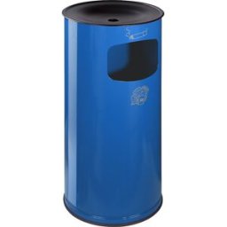 VAR Cinzeiro de segurança combinado , chapa de aço, volume 44 l, AxØ 710 x 355 mm, azul genciana, Cinzeiro de segurança combinado, chapa de aço, volume 44 l, AxØ 710 x 355 mm, azul genciana. Recipiente de recolha em alumínio para cinza dos cigarros. Inser