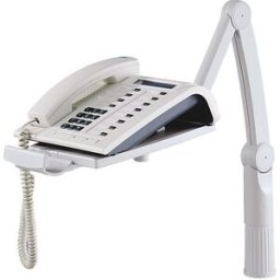 kaiserkraft Braço giratório para telefone, rotação em 360°, cinzento claro, Braço giratório para telefone, rotação em 360°, cinzento claro. Para mais espaço na secretária - Placa de suporte, CxL 260 x 173 mm, pode ser montada tanto na vertical como na hor