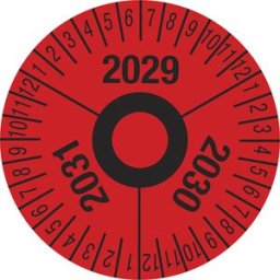 kaiserkraft Placa de teste, números plurianuais, vermelho, película, Ø 40 mm, embalagem de 10 unid., 2029 – 2031, Placa de teste, números plurianuais, vermelho, película, Ø 40 mm, embalagem de 10 unid., 2029 - 2031. Película resistente, espessura 0,1 mm.