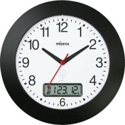 kaiserkraft Relógio de parede controlado por rádio com indicação digital da data, plástico, preto, 300 mm, Relógio de parede controlado por rádio com indicação digital da data, plástico, preto, 300 mm. Indicação da hora com precisão de rádio e acerto auto
