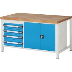 eurokraft pro Bancada de trabalho, estrutura modular série 8000 , 4 gavetas, 1 compartimento de porta, LxP 1500 x 900 mm, Bancada de trabalho, estrutura modular série 8000, 4 gavetas, 1 compartimento de porta, LxP 1500 x 900 mm. Duradoura e estável - idea