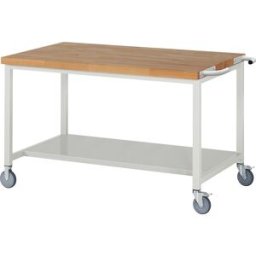 eurokraft pro Bancada de trabalho com rodas Série 8000, estrutura modular , 1 prateleira, LxP 1500 x 900 mm, Bancada de trabalho com rodas Série 8000, estrutura modular, 1 prateleira, LxP 1500 x 900 mm. Móvel em qualquer momento com 2 rodas orientáveis e