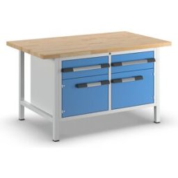eurokraft pro Bancada de trabalho, estrutura modular série 8000 , 2 gavetas 180 mm, 2 portas 360 mm, LxP 1500 x 900 mm, Bancada de trabalho, estrutura modular série 8000, 2 gavetas 180 mm, 2 portas 360 mm, LxP 1500 x 900 mm. Duradoura e estável - ideal pa