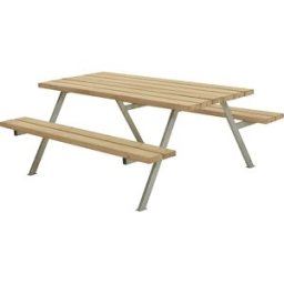 kaiserkraft Conjunto de bancos e mesa, estrutura de aço, galvanizado a fogo, CxP 1770 x 1610 mm, madeira de coníferas, castanho, sem encosto, Conjunto de bancos e mesa, estrutura de aço, galvanizado a fogo, CxP 1770 x 1610 mm, madeira de coníferas, castan