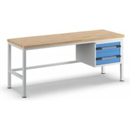 eurokraft pro Bancada de trabalho, estrutura modular série 8000 , 2 gavetas: 1 x 150 mm, 1 x 210 mm, LxP 2000 x 700 mm, Bancada de trabalho, estrutura modular série 8000, 2 gavetas: 1 x 150 mm, 1 x 210 mm, LxP 2000 x 700 mm. Duradoura e estável - ideal pa
