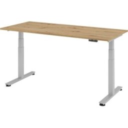 kaiserkraft Secretária alta, eletricamente ajustável em altura, reto, LxP 1800 x 800 mm, nogueira, Secretária alta, eletricamente ajustável em altura, reto, LxP 1800 x 800 mm, nogueira. Com 4 posições de memória. Motores duplos. Arranque e paragem suaves.