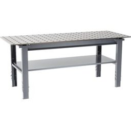 kaiserkraft Mesa de soldadura, regulável em altura, aço, LxP 2000 x 800 mm, cinzento, Mesa de soldadura, regulável em altura, aço, LxP 2000 x 800 mm, cinzento. Duradouras e estáveis - capacidade de carga de 400 kg. Altura manualmente regulável de 710 a 99