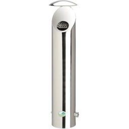 VAR Cinzeiro de parede em aço inoxidável, com fechadura , 2,5 l, AxØ 530 x 180 mm, polido, Cinzeiro de parede em aço inoxidável, com fechadura, 2,5 l, AxØ 530 x 180 mm, polido. Com telhado de proteção e chapa separadora para cigarros. Esvaziamento prático