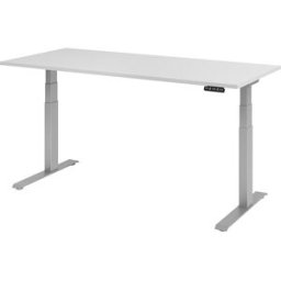 kaiserkraft UPLINER-K - Secretária, regulável eletricamente em altura, com interruptor de memória, LxP 1800 x 800 mm, cinzento claro/cinza alumínio, UPLINER-K - Secretária, regulável eletricamente em altura, com interruptor de memória, LxP 1800 x 800 mm,