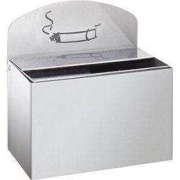 VAR Cinzeiro de parede com placa de aviso , AxLxP 87 x 140 x 98 mm, chapa de aço, prateada, Cinzeiro de parede com placa de aviso, AxLxP 87 x 140 x 98 mm, chapa de aço, prateada. Placa de aviso metálica desmontável. Fornecimento com material de montagem.