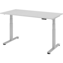 kaiserkraft Secretária alta, eletricamente ajustável em altura, reto, LxP 1600 x 800 mm, cinzento claro, Secretária alta, eletricamente ajustável em altura, reto, LxP 1600 x 800 mm, cinzento claro. Com 4 posições de memória. Motores duplos. Arranque e par