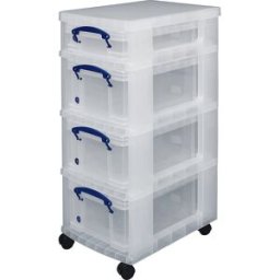 kaiserkraft Torre móvel, completa com 4 caixas (1 x 4 l, 3 x 9 l), CxLxA exterior 420 x 300 x 720 mm, Torre móvel, completa com 4 caixas (1 x 4 l, 3 x 9 l), CxLxA exterior 420 x 300 x 720 mm. Ideais para organizar, separar e arquivar. Material transparent