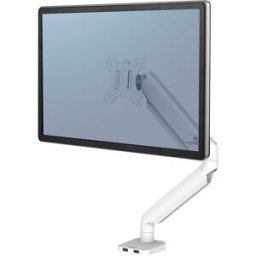 Fellowes Braço de monitor PLATINUM SERIES , braço individual para 1 monitor, branco, Braço de monitor PLATINUM SERIES, braço individual para 1 monitor, branco. Maximiza o espaço sobre a secretária. Braço totalmente ajustável com tecnologia de mola de pres