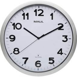 MAUL Relógio de parede step , plástico, mecanismo de radiofrequência, Ø 400 mm, Relógio de parede step, plástico, mecanismo de radiofrequência, Ø 400 mm. Armação moderna em plástico inquebrável. Cobertura em vidro mineral plano. Letras particularmente bem